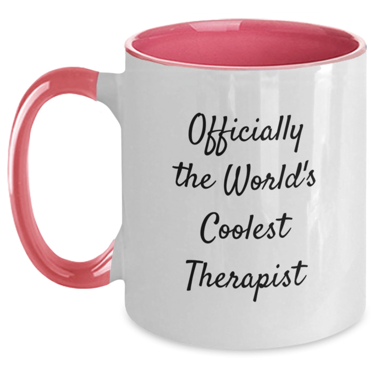 Therapist Gifts for Graduation, Funny Two Tone Coffee Mug, 'Officially The World's Coolest Therapist', Gifts from Family to Therapist - Main