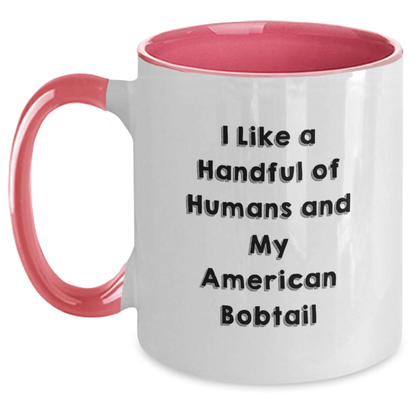 Funny American Bobtail Cat Lovers Gifts from Friends, Unique Birthday Unique Gifts for Her, Him, or Family, Two Tone Coffee Mug - Main