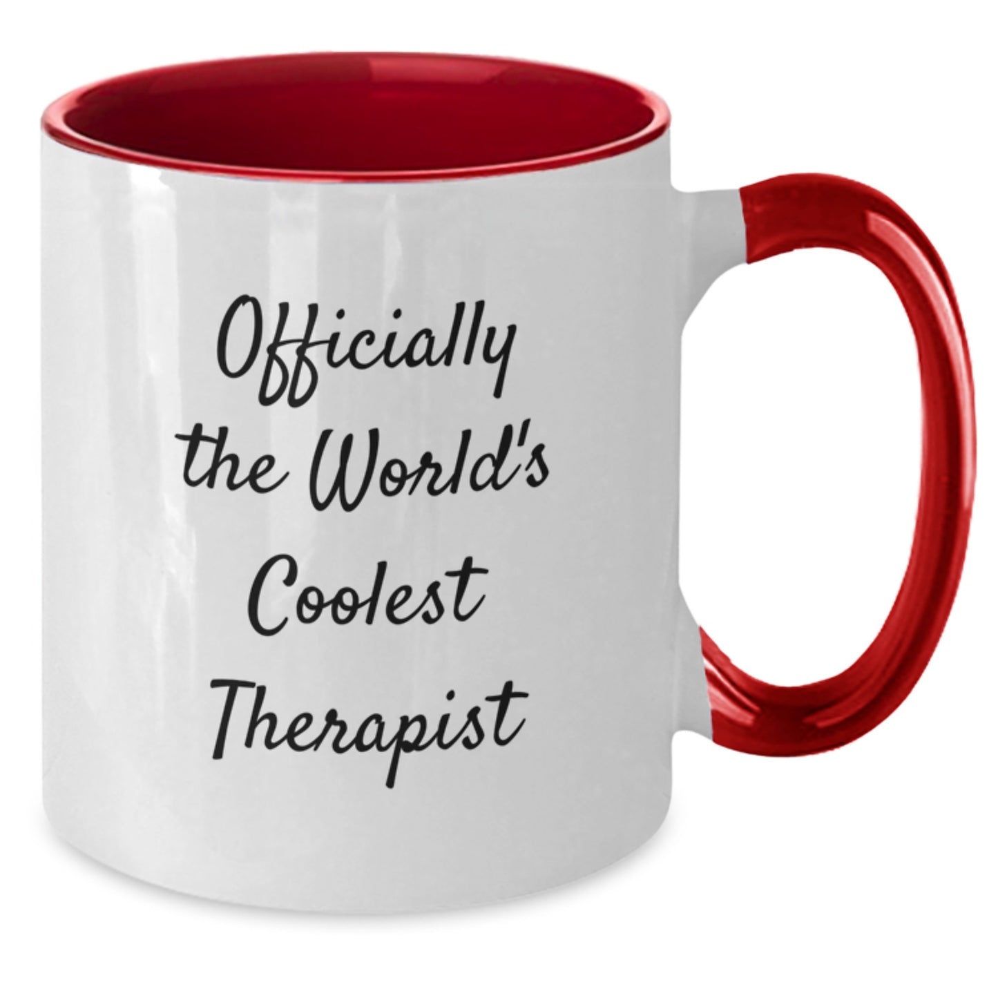 Therapist Gifts for Graduation, Funny Two Tone Coffee Mug, 'Officially The World's Coolest Therapist', Gifts from Family to Therapist - Additional