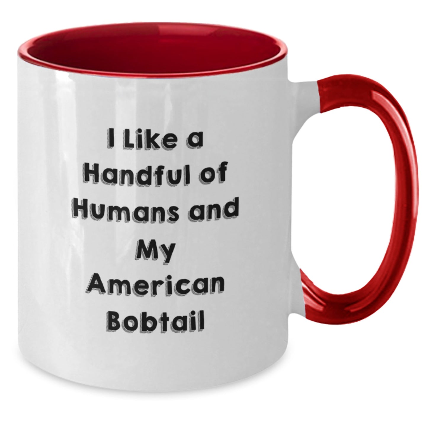 Funny American Bobtail Cat Lovers Gifts from Friends, Unique Birthday Unique Gifts for Her, Him, or Family, Two Tone Coffee Mug - Additional