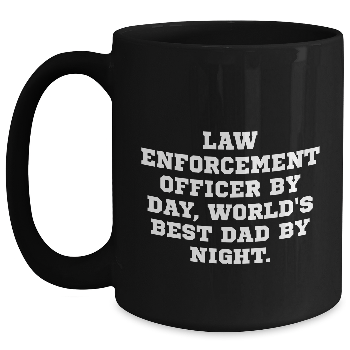 Law Enforcement Officer Gifts, Funny 'By Day, World's Best Dad By Night' Black Coffee Mugs for Men, Gifts from Family to Law Enforcement Officer on Father's Day, Unique Black Coffee Mugs - Main