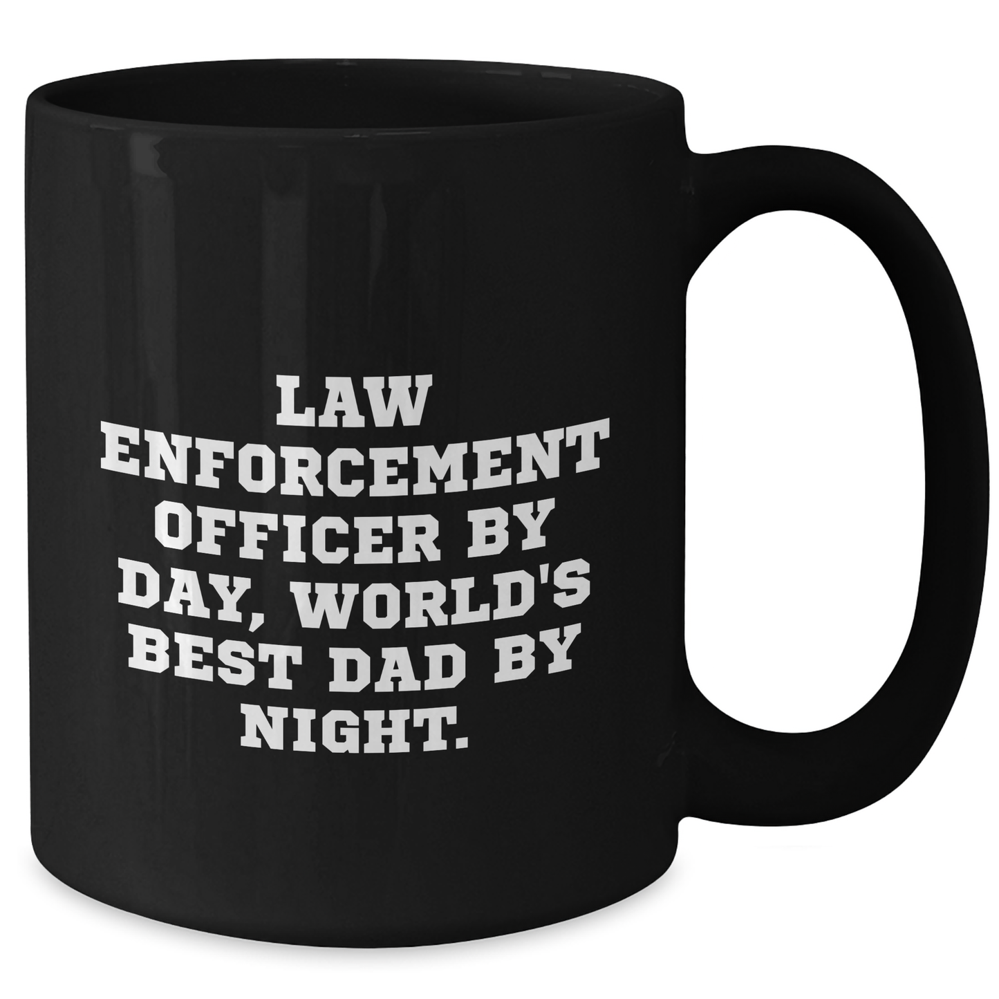 Law Enforcement Officer Gifts, Funny 'By Day, World's Best Dad By Night' Black Coffee Mugs for Men, Gifts from Family to Law Enforcement Officer on Father's Day, Unique Black Coffee Mugs - Additional