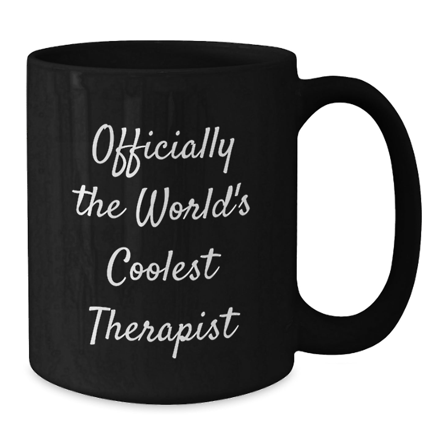Funny Therapist Gifts for Graduation, 'Officially The World's Coolest Therapist' Black Coffee Mug, Gifts from Men, Women, or Friends, 11oz or 15oz Capacity, Microwave and Dishwasher Safe - Additional