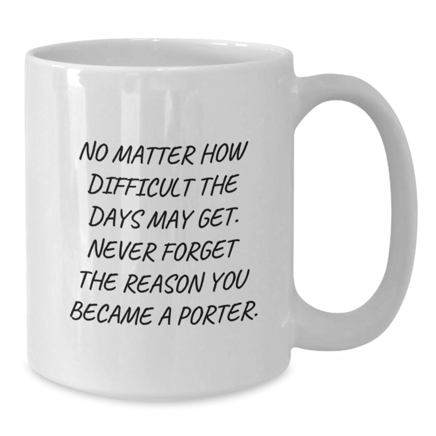 Funny Porter Gifts - White Coffee Mug for Men or Women, Inspirational Quote, Gifts from Friends or Family to Coworkers or Porter - Additional