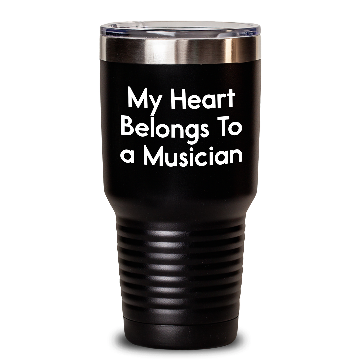 Funny Musician Gifts from Friends - My Heart Belongs To A Musician Tumbler, Black, 20oz or 30oz Capacity, Perfect for Musician Lovers on Mother's Day Unique Gifts - Main