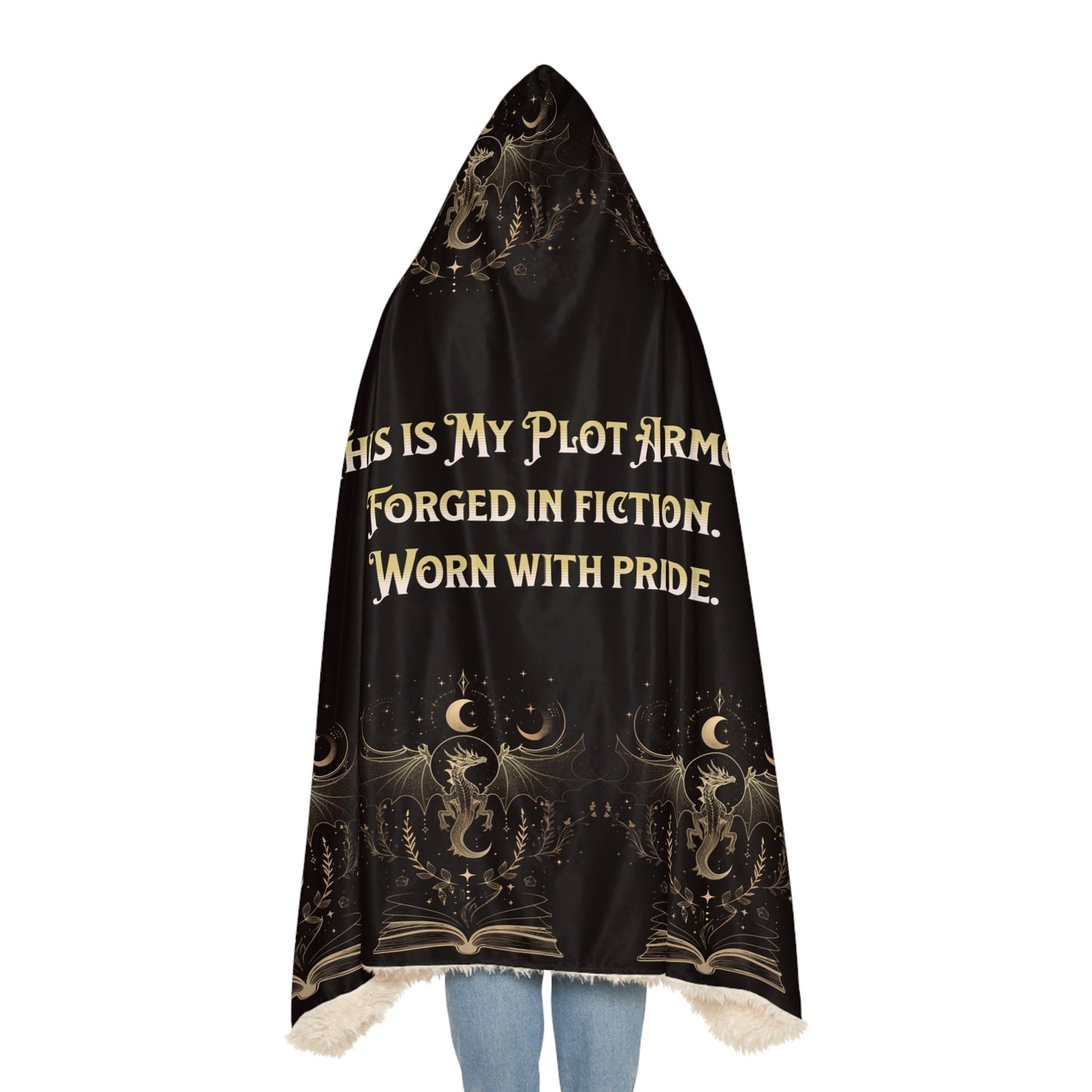 Hooded Blanket, Plot Armor Reading Blanket, Fantasy Book Lover Gift, Literary Cozy Throw, Bookish Cloak with Quote