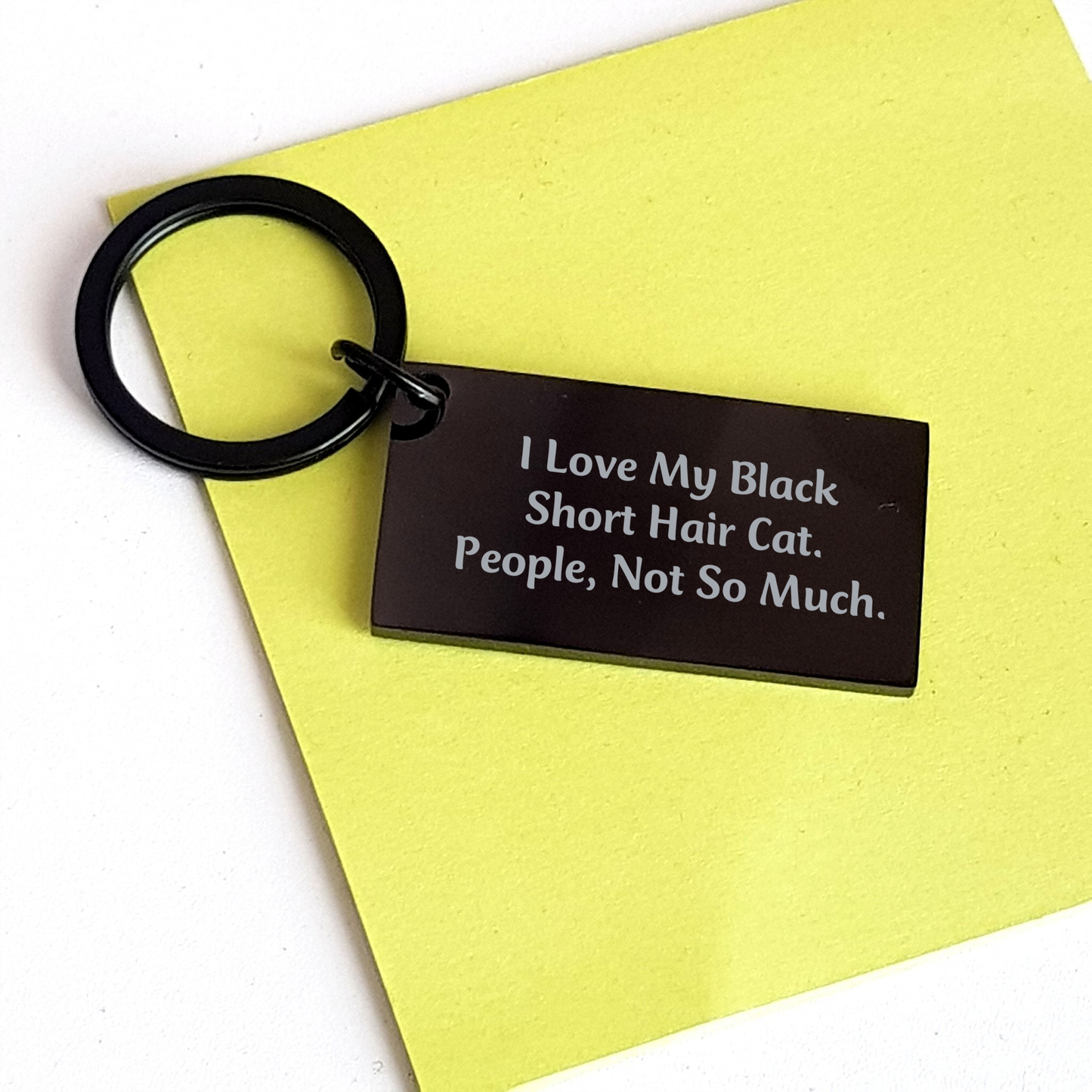 Funny Black Short Hair Cat Keychain, Gifts from Friends for Father's Day, I Love My Black Short Hair Cat. People, Not So Much. - Image 3
