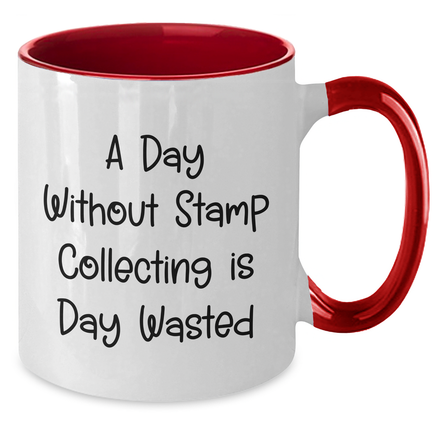 Funny Stamp Collecting Gifts for Men from Family - Two Tone Coffee Mug, 'A Day Without Stamp Collecting Is Day Wasted' Quote, Father's Day Unique Gifts - Additional