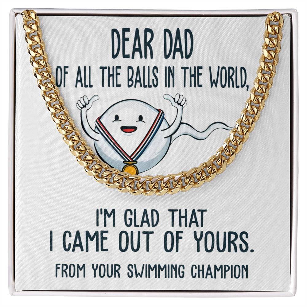 Gift for Dad from Swimming Champion - Cuban Link Chain Necklace