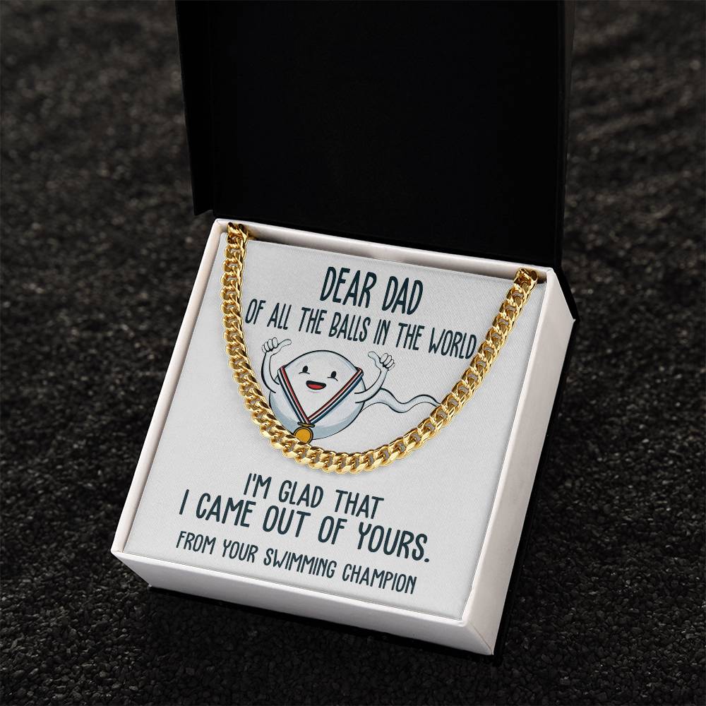 Gift for Dad from Swimming Champion - Cuban Link Chain Necklace