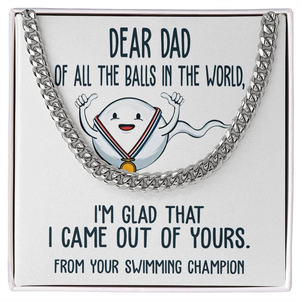 Gift for Dad from Swimming Champion - Cuban Link Chain Necklace