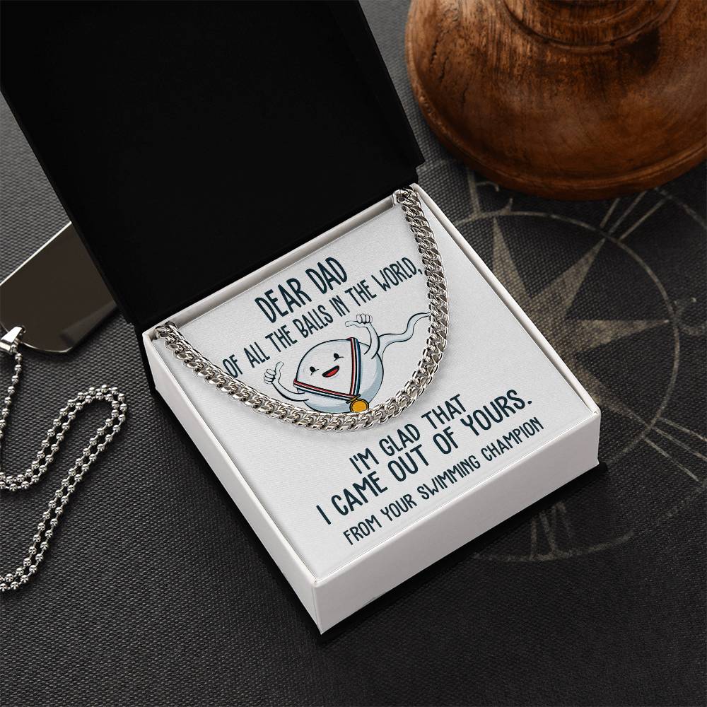 Gift for Dad from Swimming Champion - Cuban Link Chain Necklace
