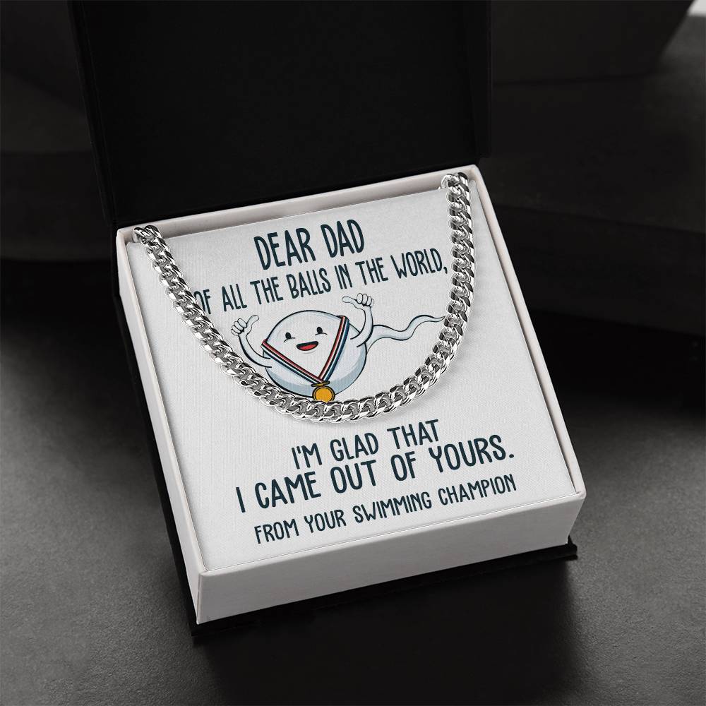 Gift for Dad from Swimming Champion - Cuban Link Chain Necklace