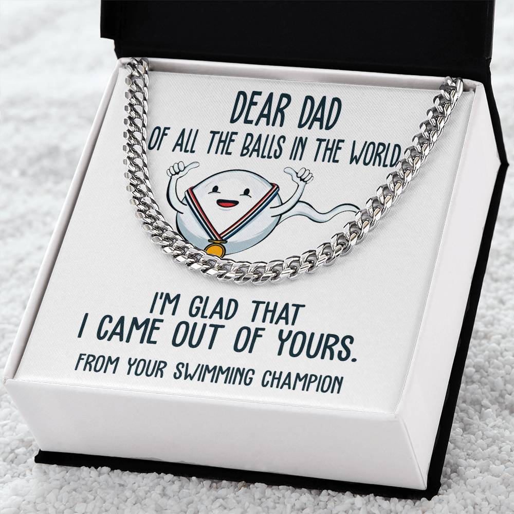Gift for Dad from Swimming Champion - Cuban Link Chain Necklace