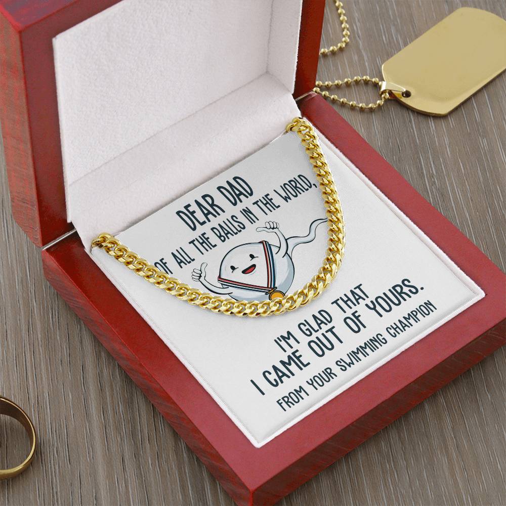 Gift for Dad from Swimming Champion - Cuban Link Chain Necklace