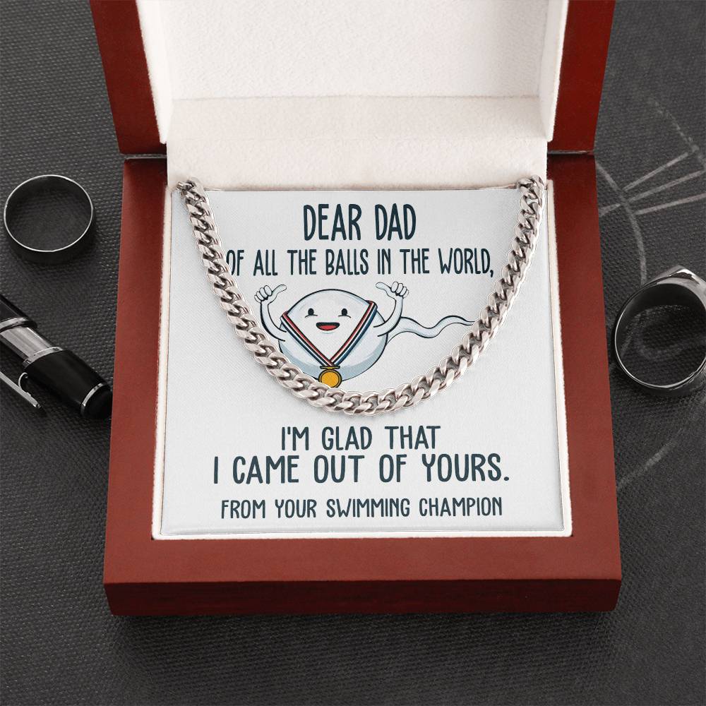 Gift for Dad from Swimming Champion - Cuban Link Chain Necklace