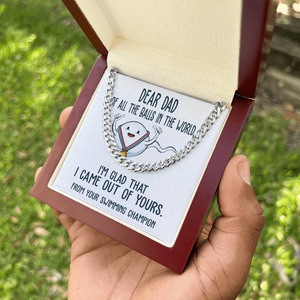 Gift for Dad from Swimming Champion - Cuban Link Chain Necklace