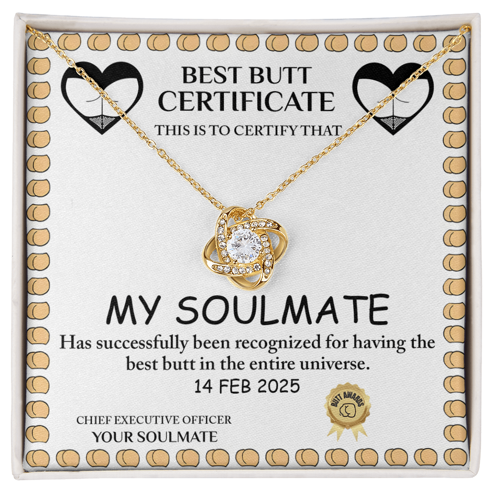 Love Certificate-Best Butt Love Knot Necklace