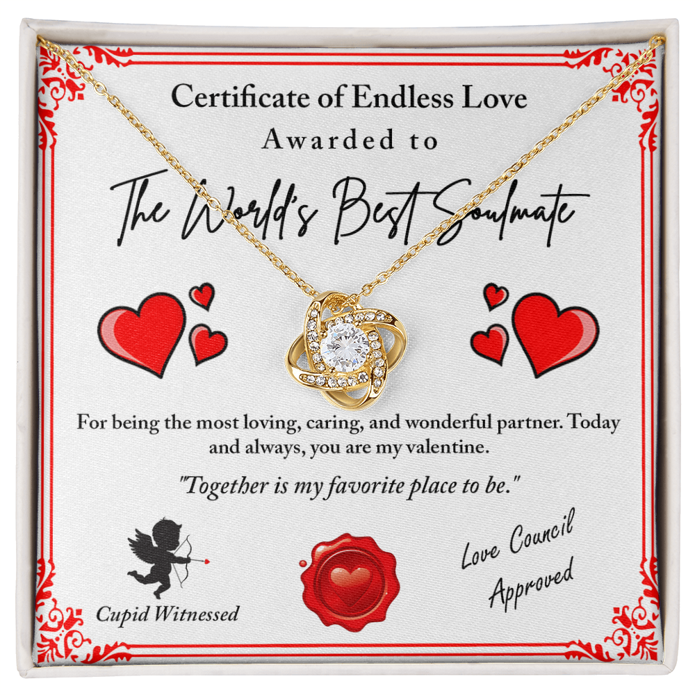Love Certificate-Cupid Witnessed Love Knot Necklace