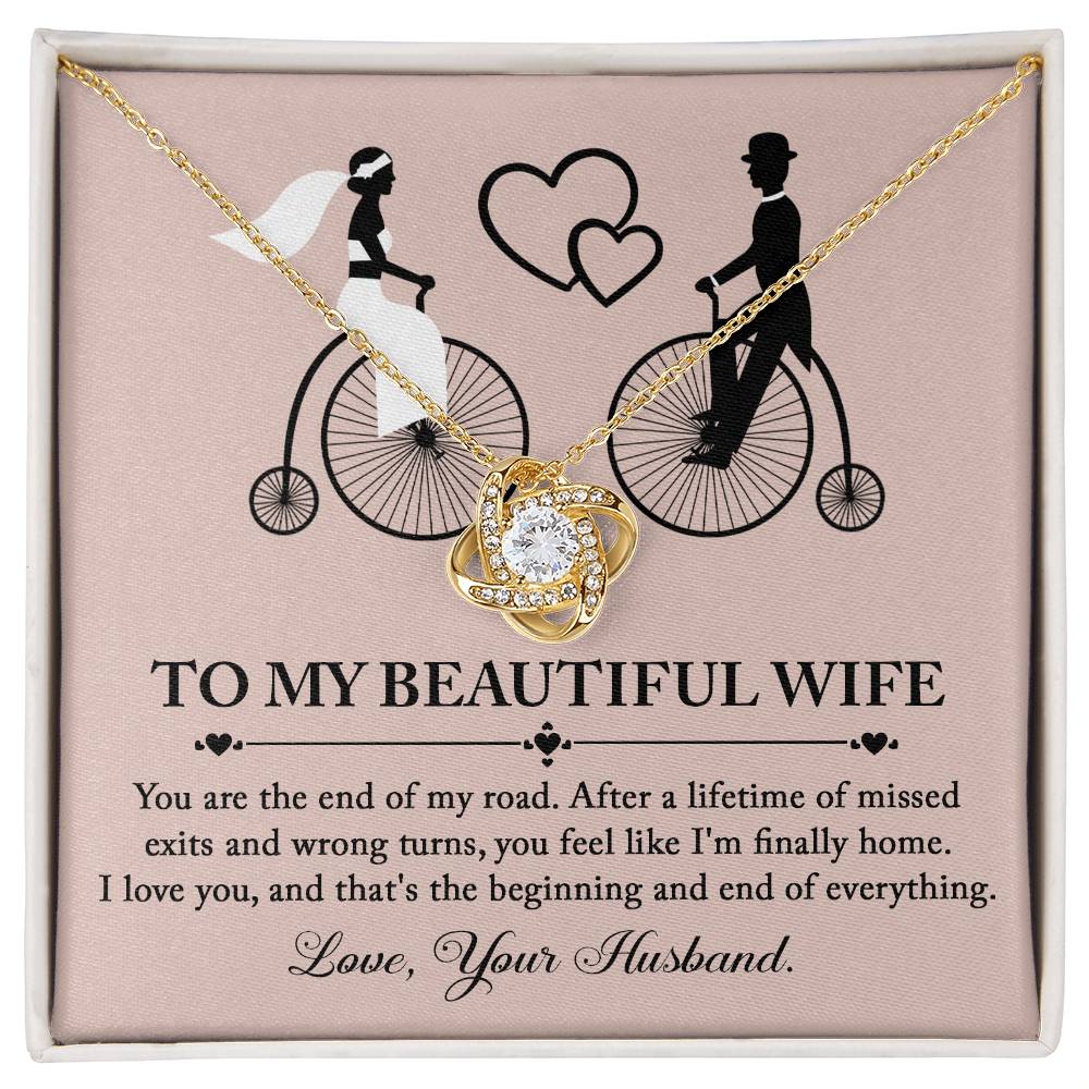 Wife-I'm Finally Home Love Knot Necklace