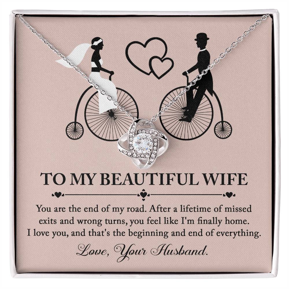 Wife-I'm Finally Home Love Knot Necklace