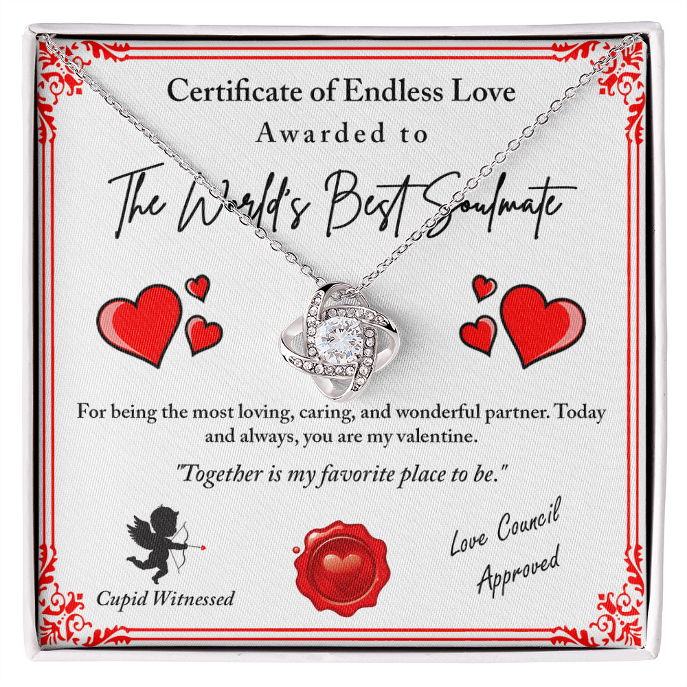 Love Certificate-Cupid Witnessed Love Knot Necklace