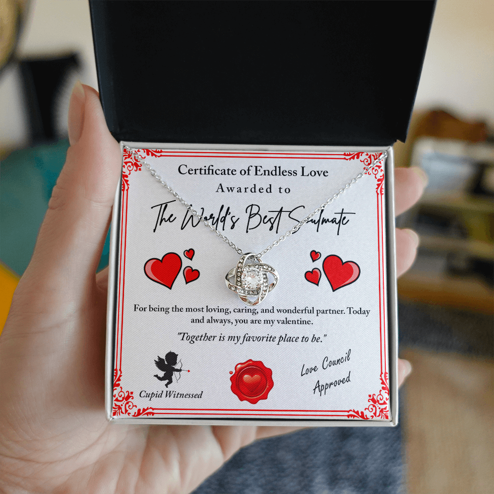 Love Certificate-Cupid Witnessed Love Knot Necklace