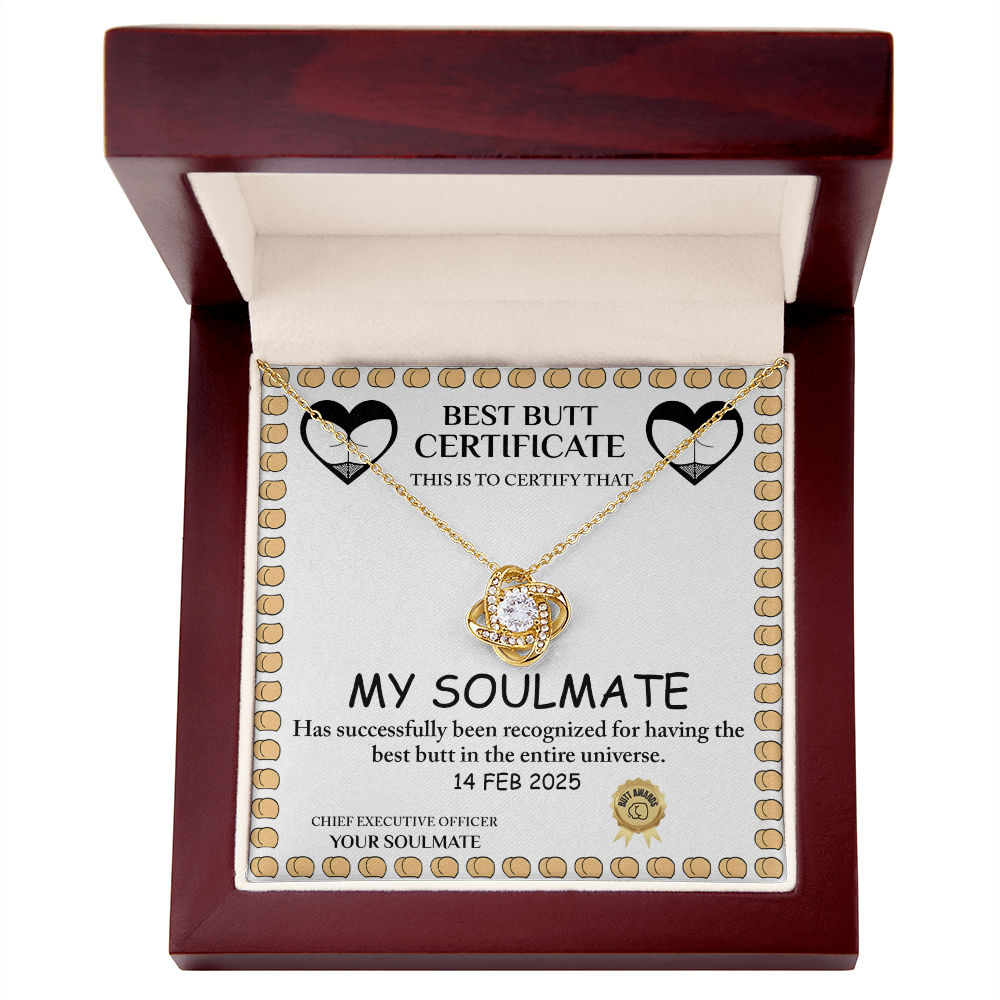 Love Certificate-Best Butt Love Knot Necklace