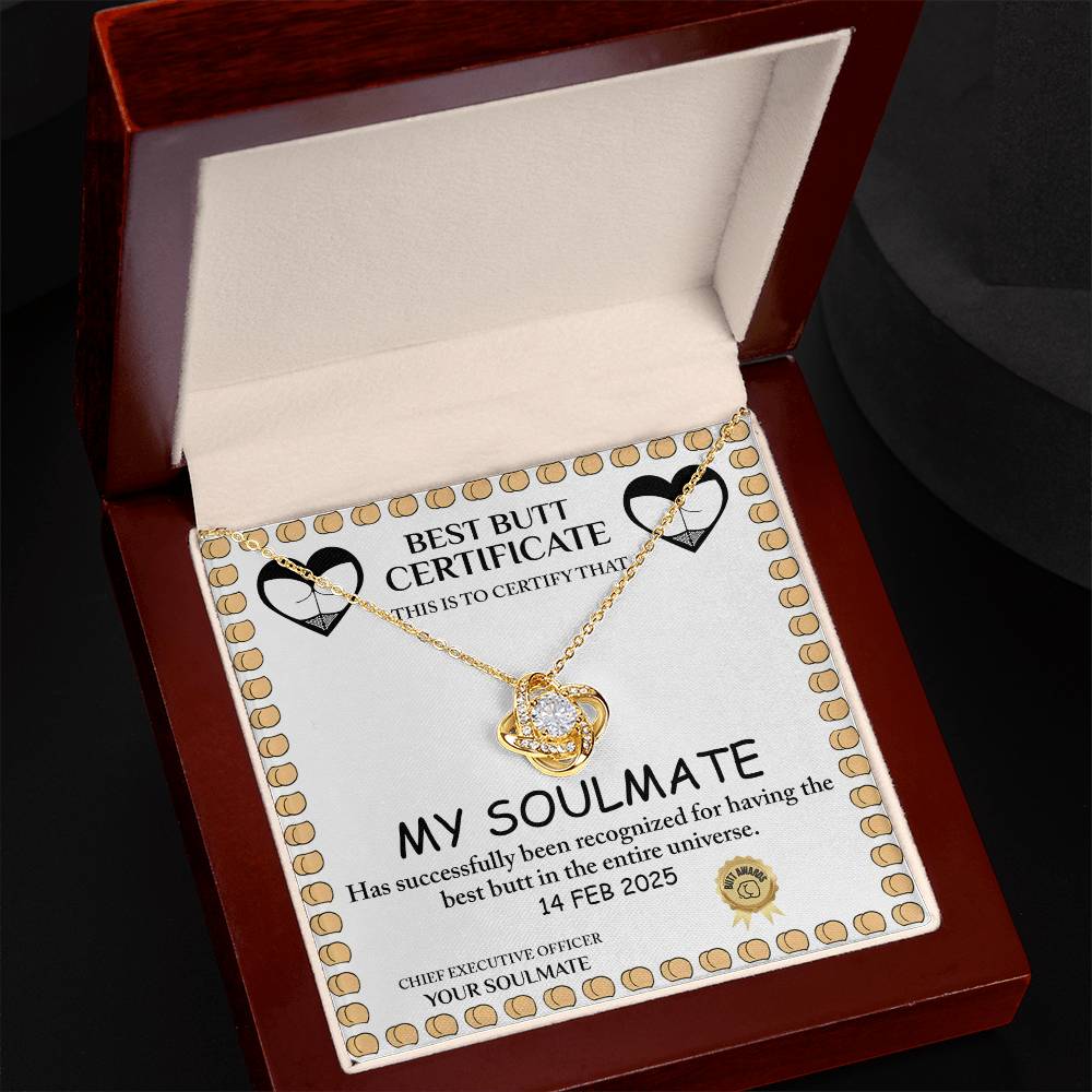 Love Certificate-Best Butt Love Knot Necklace