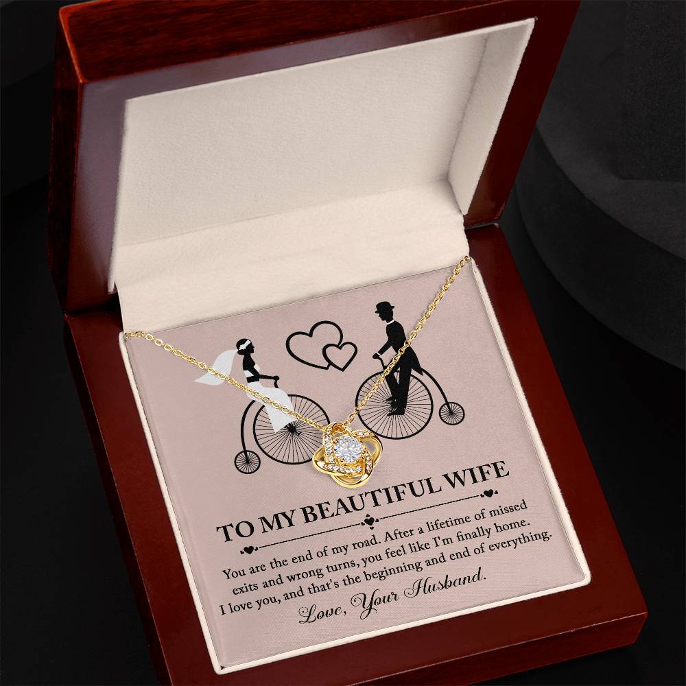 Wife-I'm Finally Home Love Knot Necklace