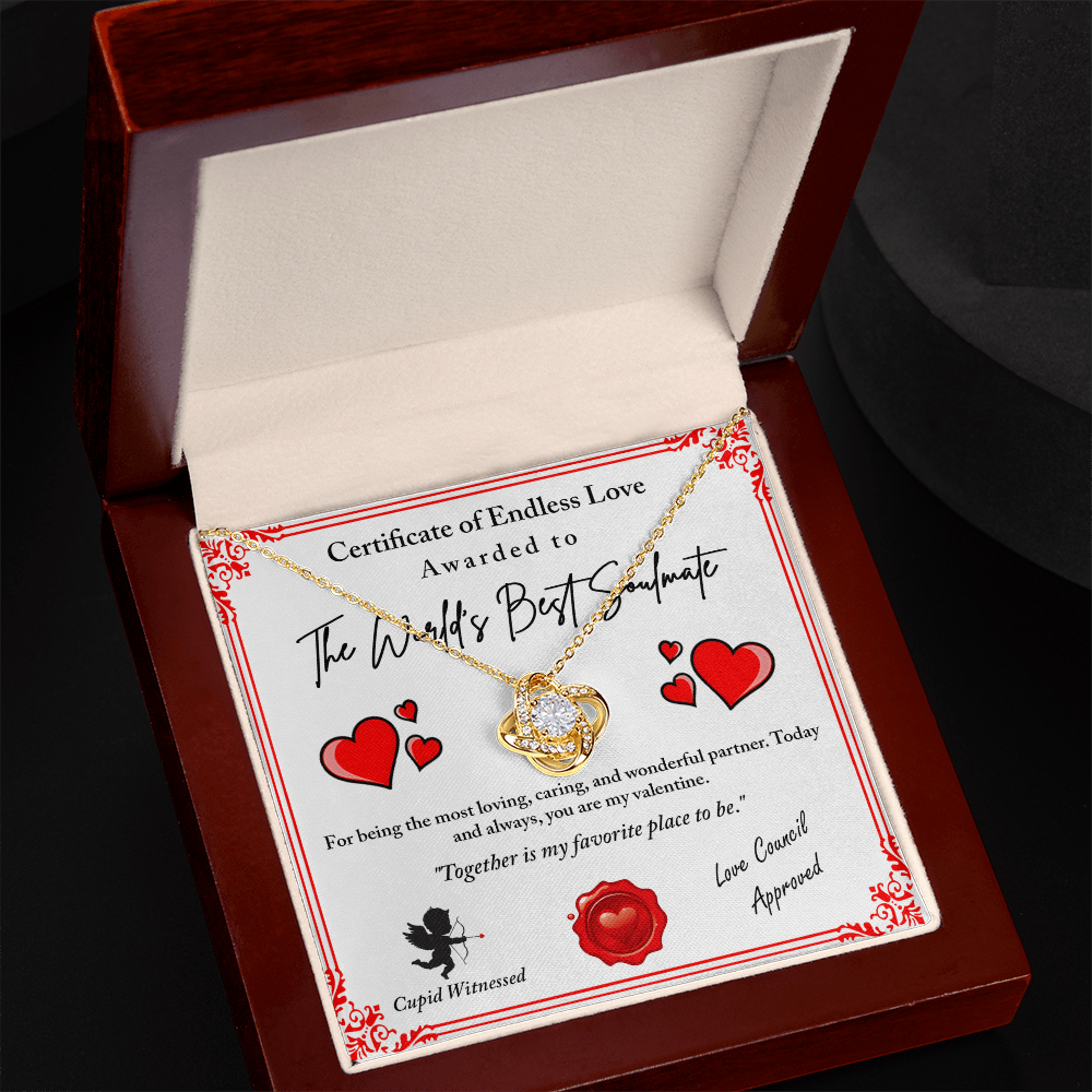 Love Certificate-Cupid Witnessed Love Knot Necklace