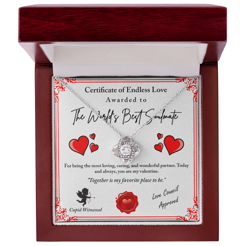 Love Certificate-Cupid Witnessed Love Knot Necklace