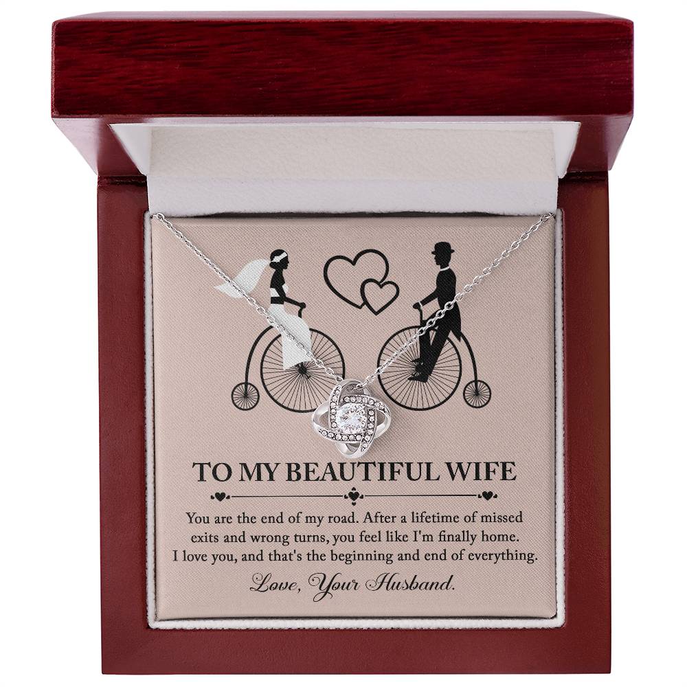 Wife-I'm Finally Home Love Knot Necklace