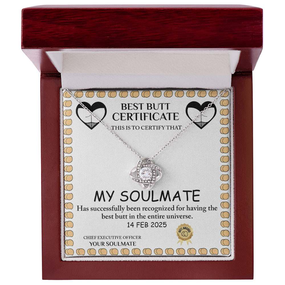 Love Certificate-Best Butt Love Knot Necklace