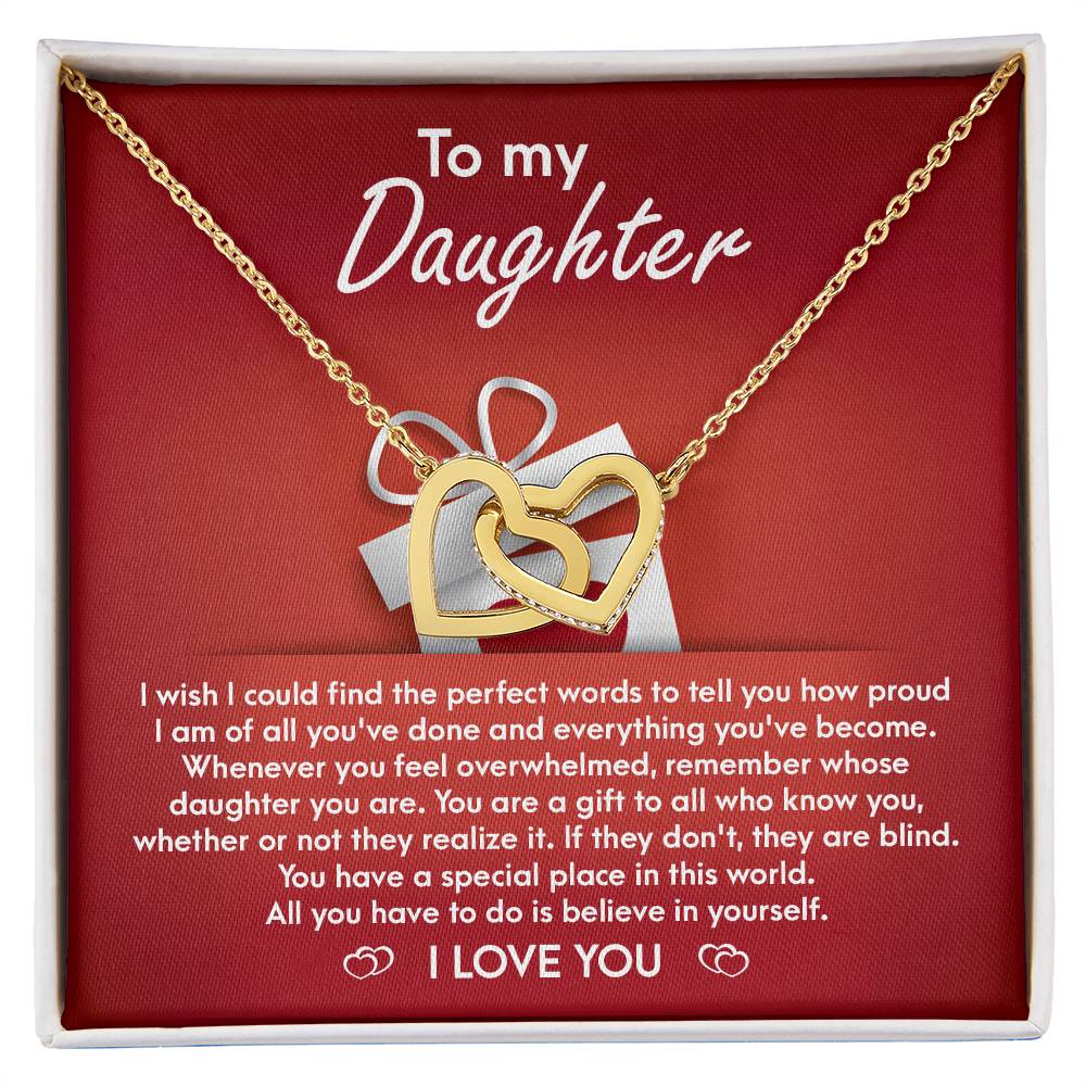 Daughter - A Gift Interlocking Hearts Necklace