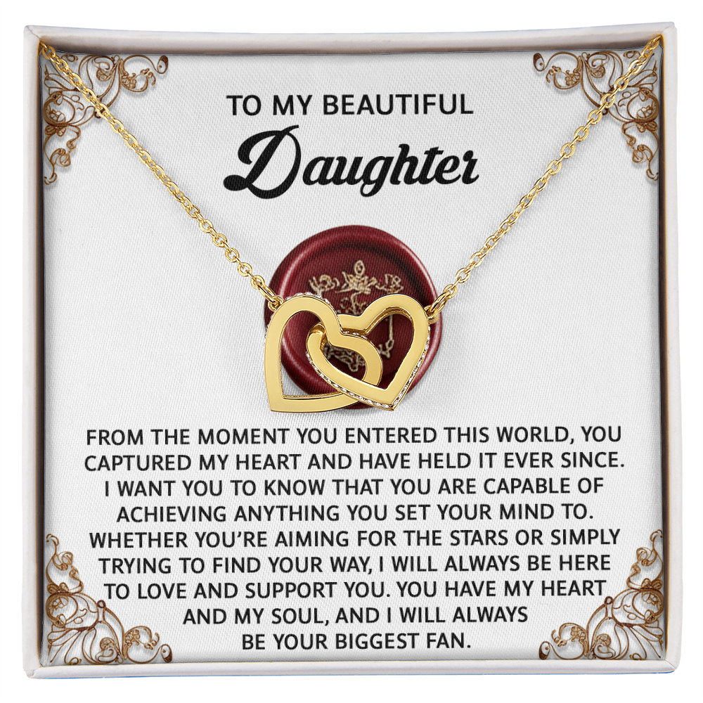 Daughter, My Biggest Fan Interlocking Hearts Necklace - Adoration Gift