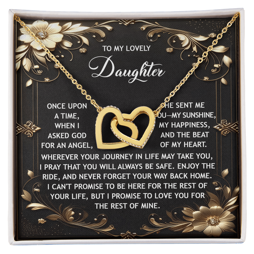 Daughter, Be Safe Interlocking Hearts Necklace - Sentimental Gift