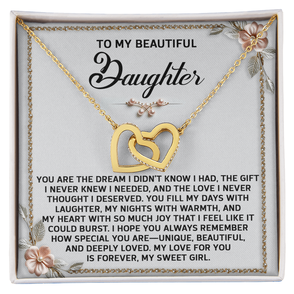 Daughter, My Sweet Girl Interlocking Hearts Necklace - Love Gift