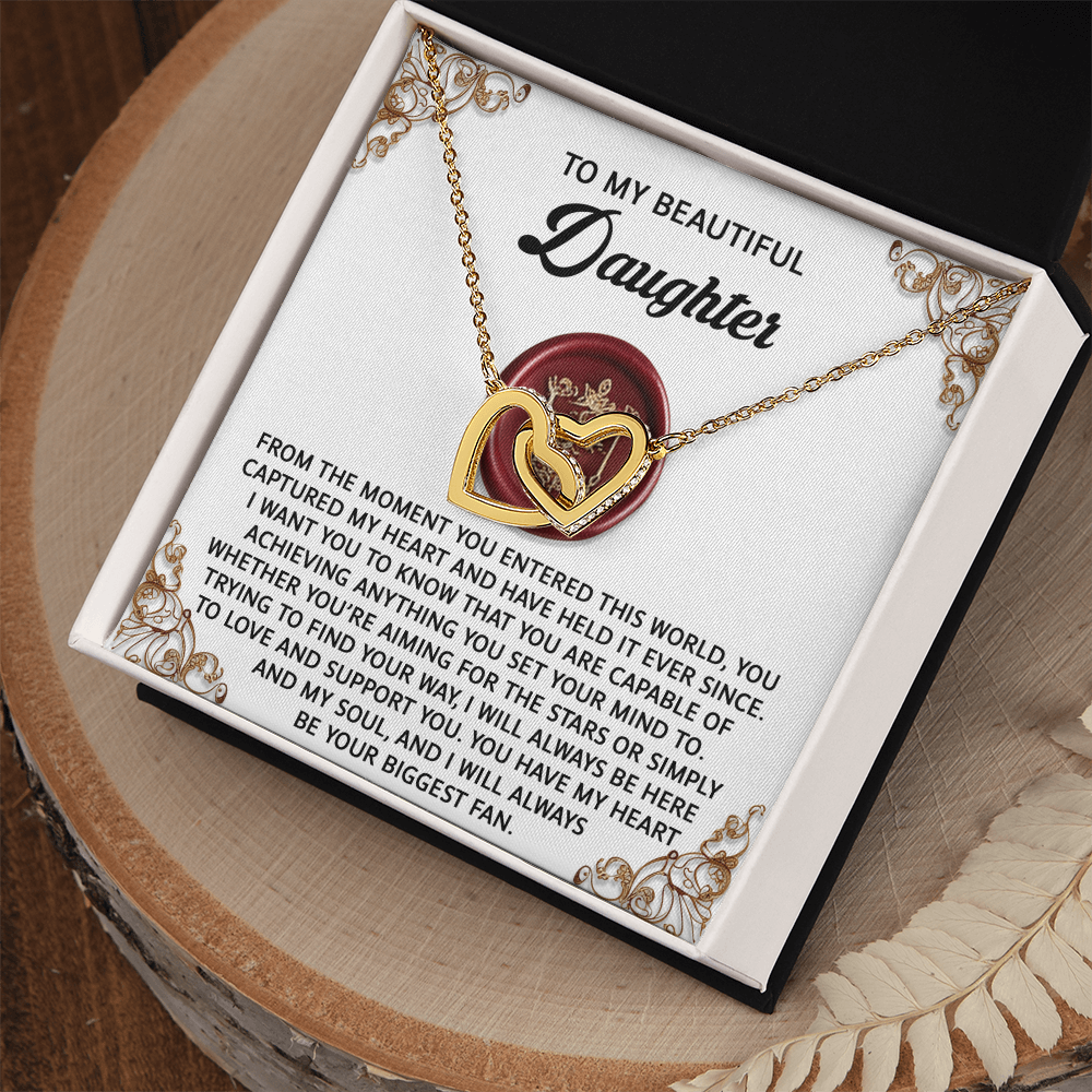 Daughter, My Biggest Fan Interlocking Hearts Necklace - Adoration Gift