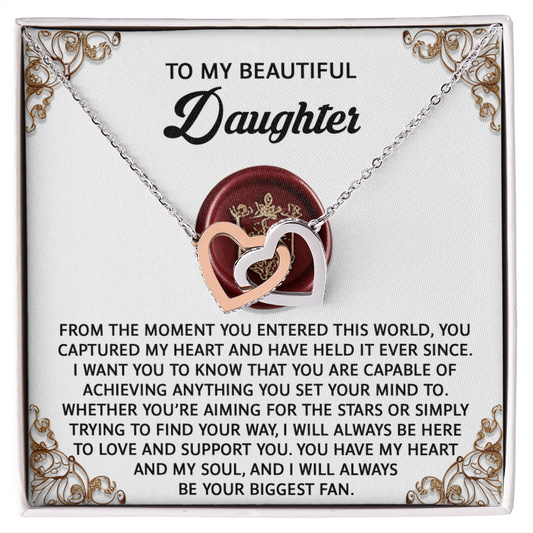 Daughter, My Biggest Fan Interlocking Hearts Necklace - Adoration Gift