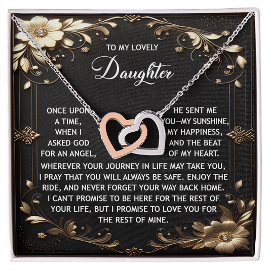 Daughter, Be Safe Interlocking Hearts Necklace - Sentimental Gift