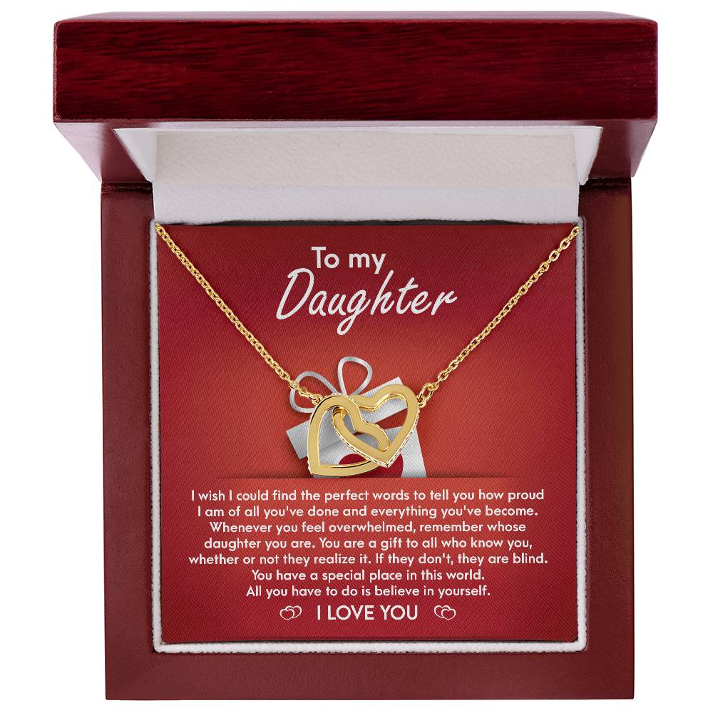 Daughter - A Gift Interlocking Hearts Necklace