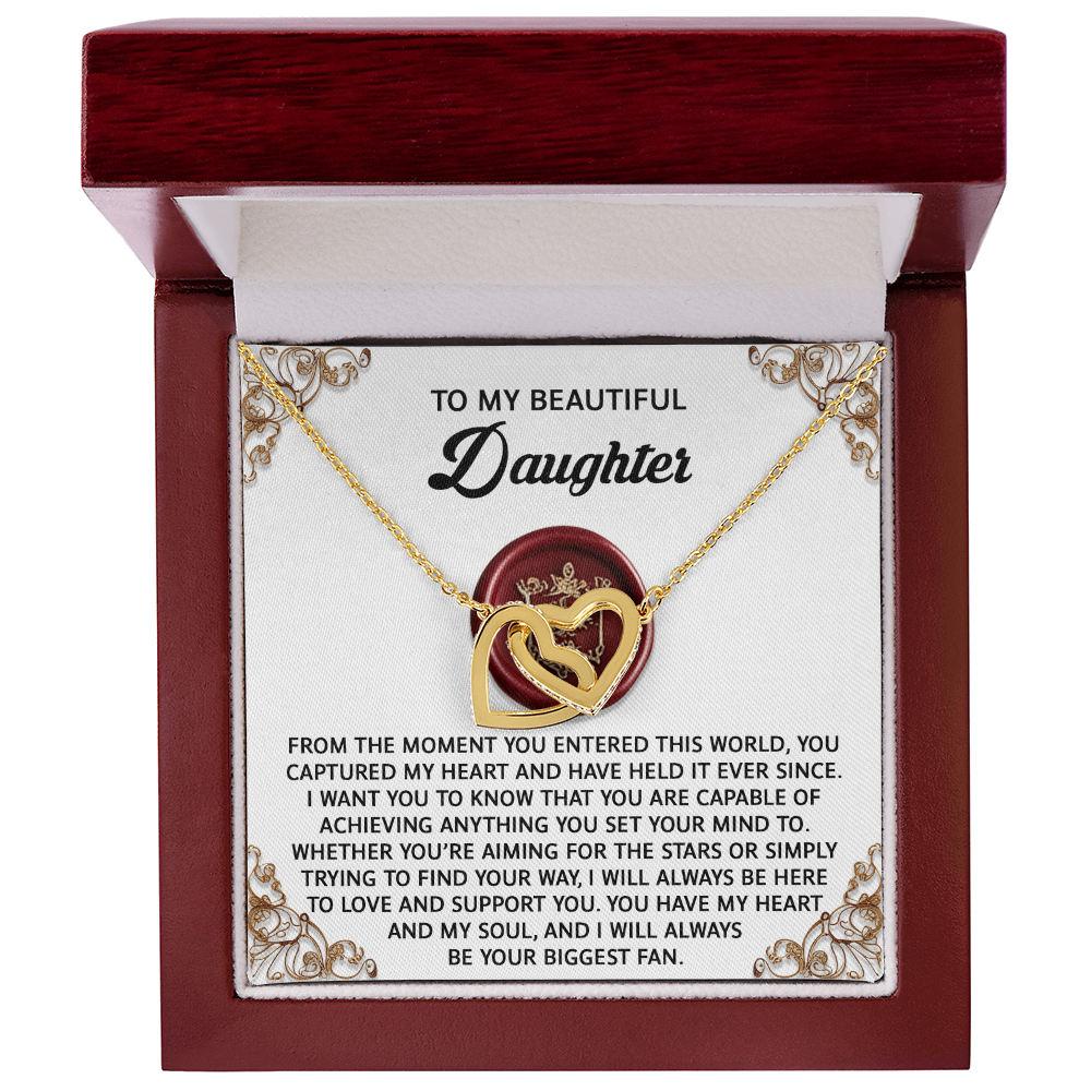 Daughter, My Biggest Fan Interlocking Hearts Necklace - Adoration Gift