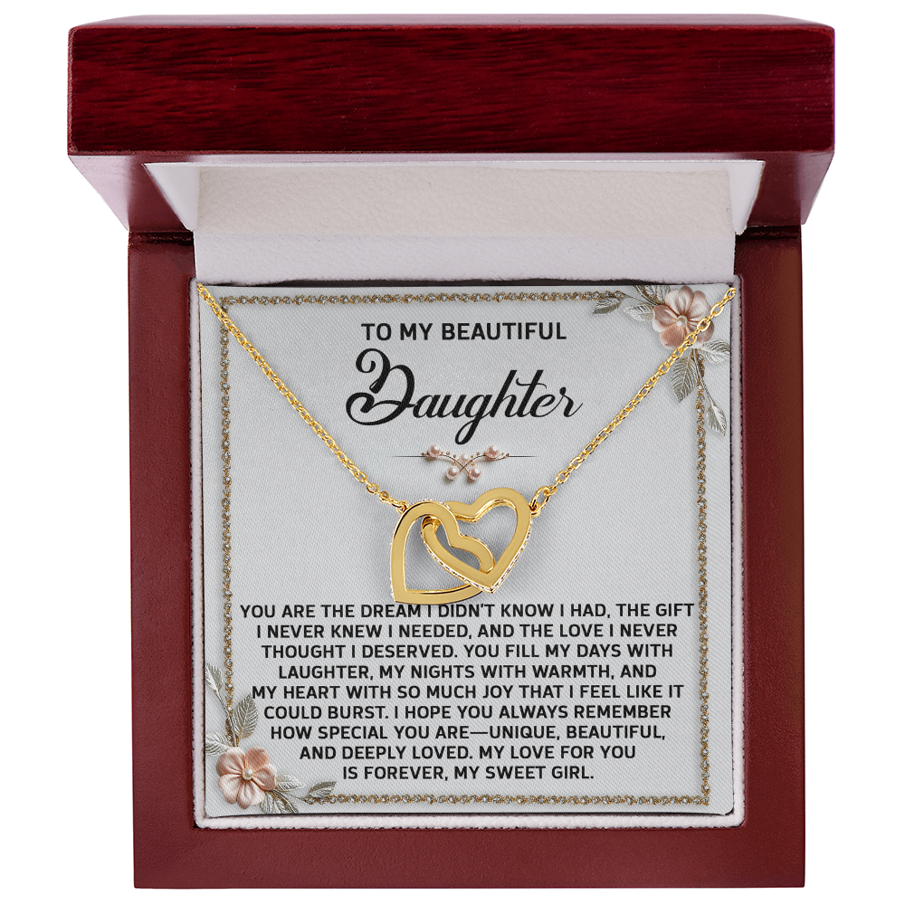 Daughter, My Sweet Girl Interlocking Hearts Necklace - Love Gift