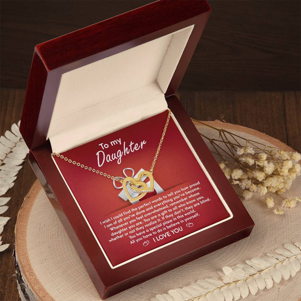Daughter - A Gift Interlocking Hearts Necklace