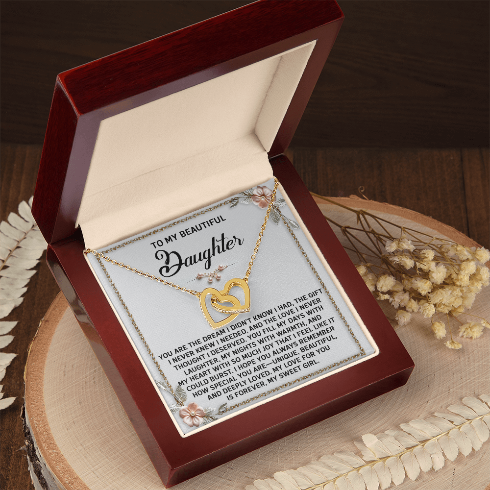 Daughter, My Sweet Girl Interlocking Hearts Necklace - Love Gift