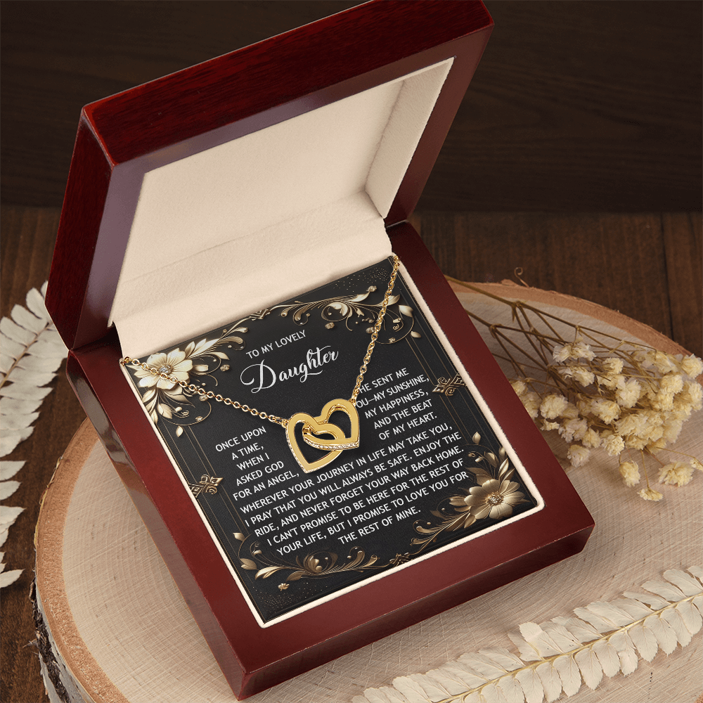 Daughter, Be Safe Interlocking Hearts Necklace - Sentimental Gift