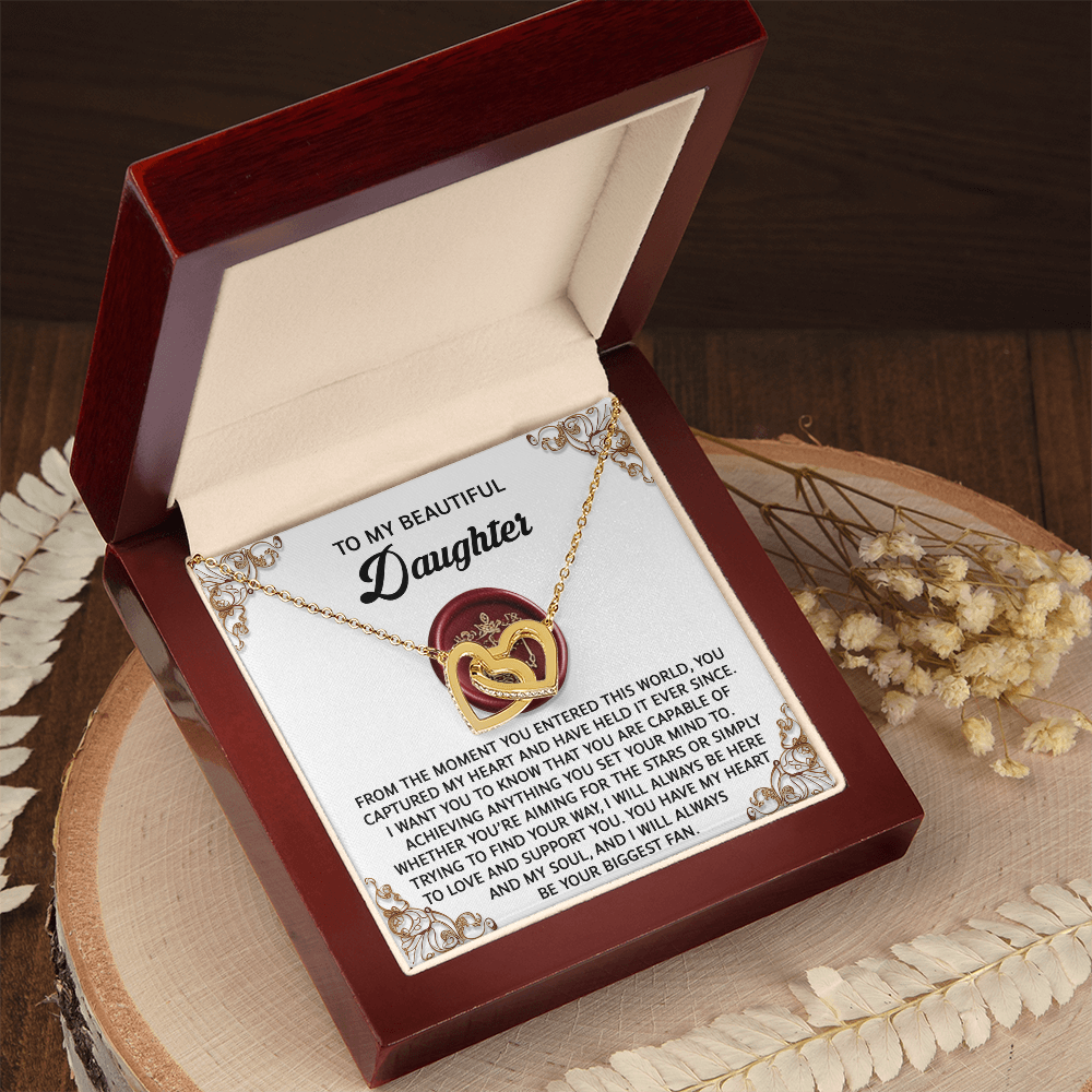 Daughter, My Biggest Fan Interlocking Hearts Necklace - Adoration Gift