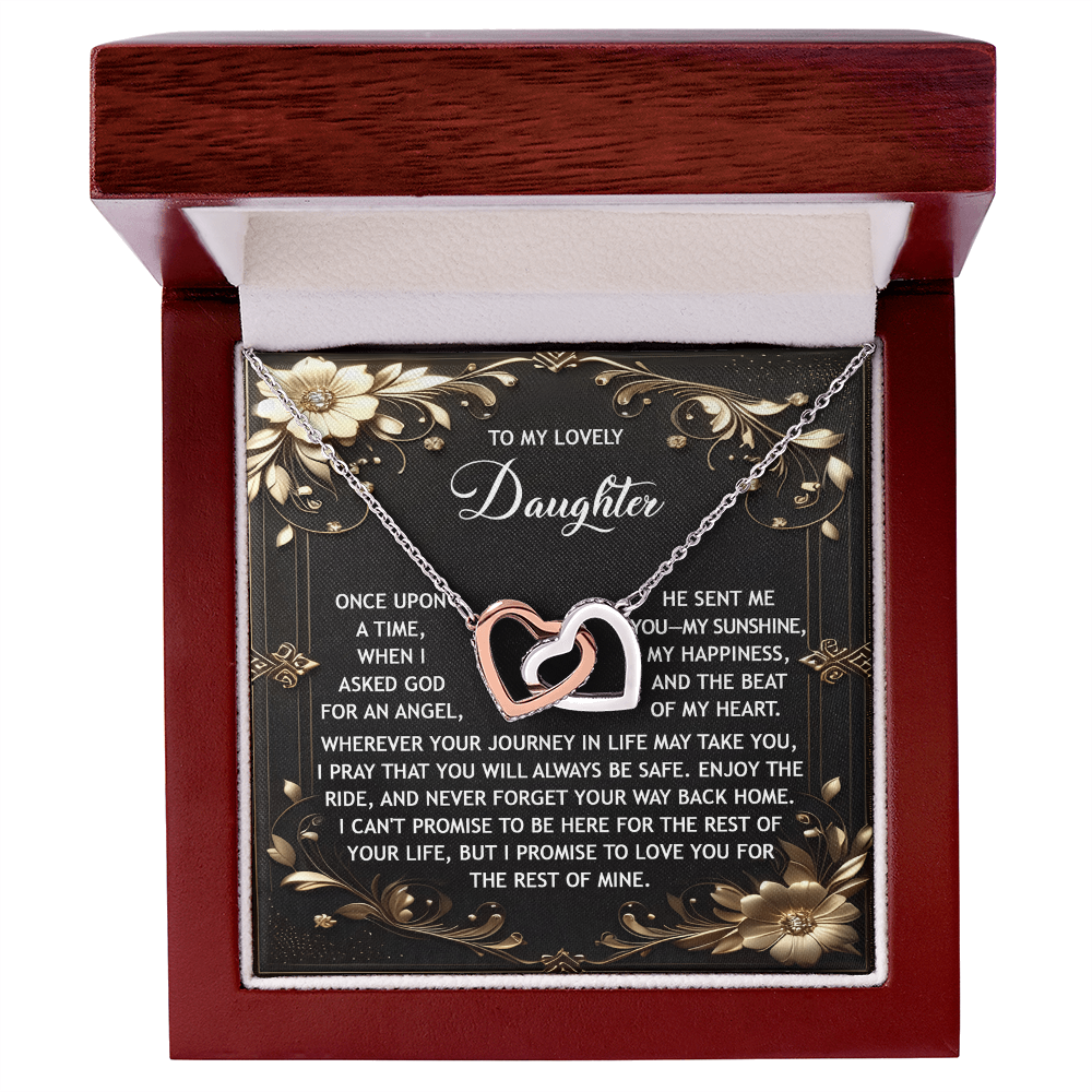 Daughter, Be Safe Interlocking Hearts Necklace - Sentimental Gift
