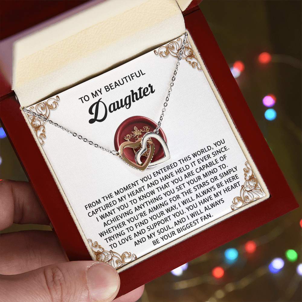 Daughter, My Biggest Fan Interlocking Hearts Necklace - Adoration Gift